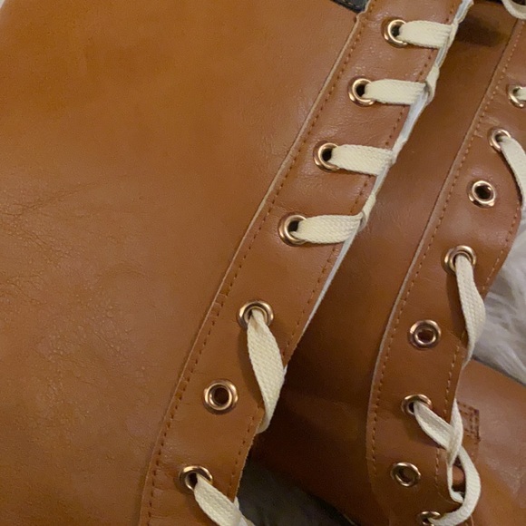 NEW Cognac Lace Up Boots - Picture 5 of 8